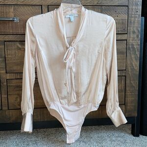 Forever 21 satin tie neck blouse bodysuit